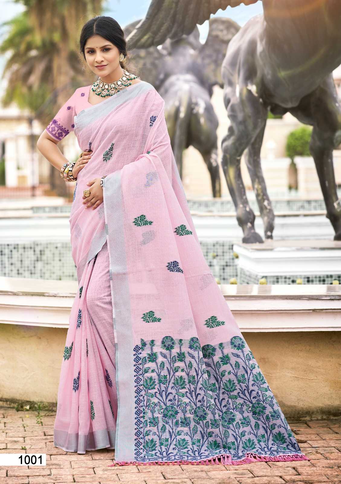 Linen  Festive Sarees  With Blouse